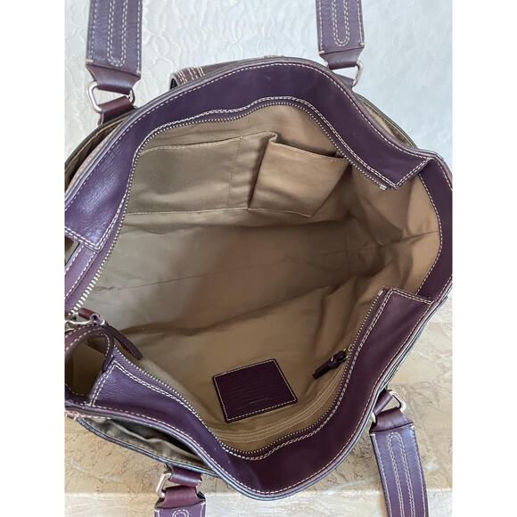 Vintage Coach Plum Penelope large pebble leather shoulder bag tote Serial F13960 - Picture 9 of 10